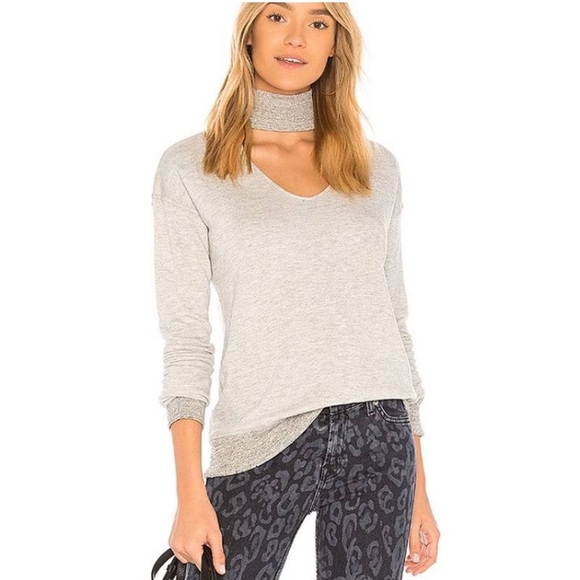 n:PHILANTHROPY Sweaters - n:Philanthropy Grey bae choker sweatshirt
